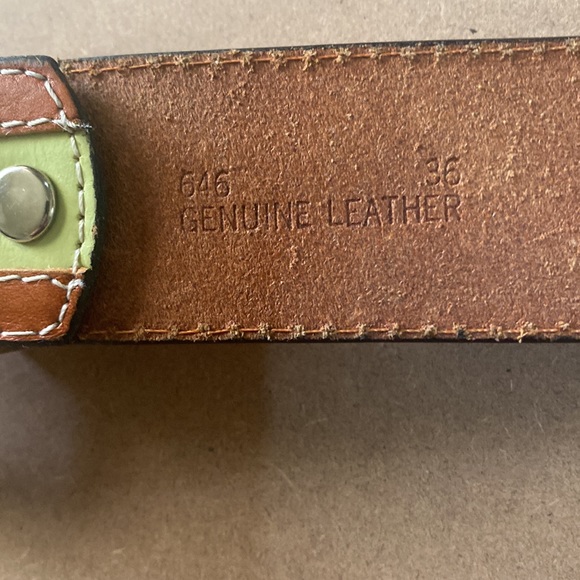 3D Green Leather Belt; Size 36 - Picture 6 of 8